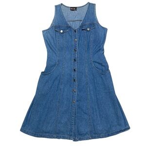 MHM Melissa Harper Denim Sleeveless Dress Women’s *Approx L* Button Up Casual